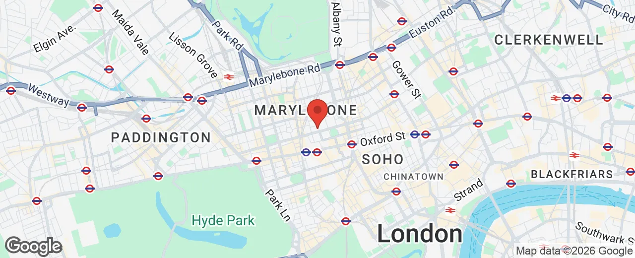 Расположение кабинета психолога на карте Google Maps — 85 Wimpole Street, Marylebone, London